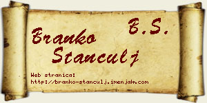 Branko Stančulj vizit kartica